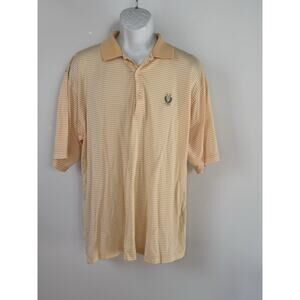 Fairway Greene Polo Shirt Mens X-Large Yellow White Striped Golf Casual Logo